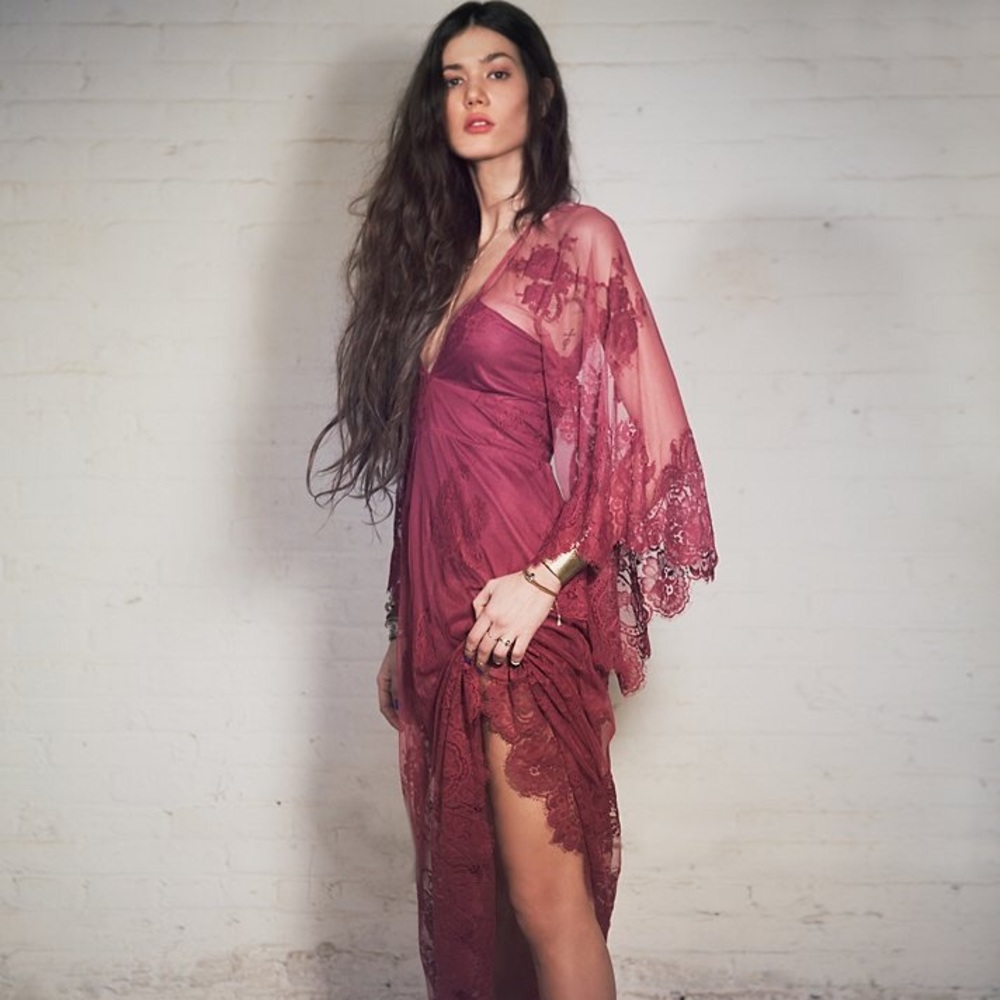 Jen’s Pirate Booty Magenta Lace Maxi Dress